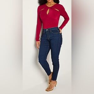 Bold Elements Womens Keyhole Neck Long Sleeve Blouse